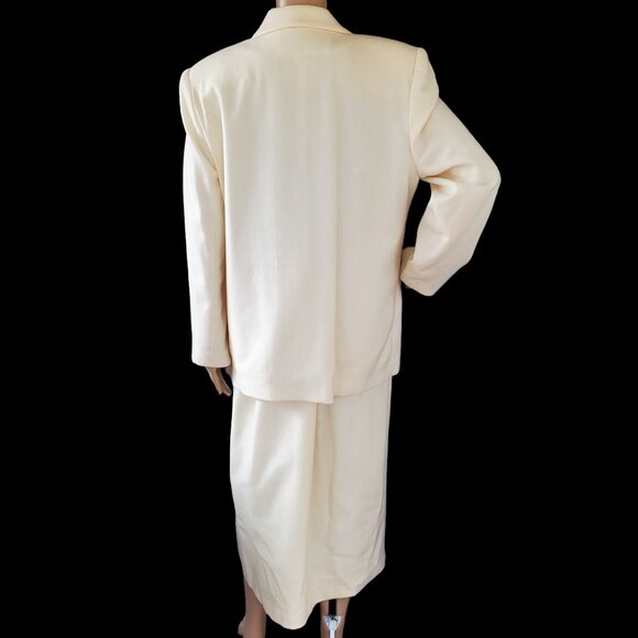 VTG Radcliffe Sag Harbor Wool Suit Set Women's 12/16 Blazer Pencil Skirt White - Picture 6 of 16